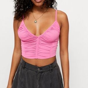 Urban Outfitters Pink Ruched Camisole Crop Top